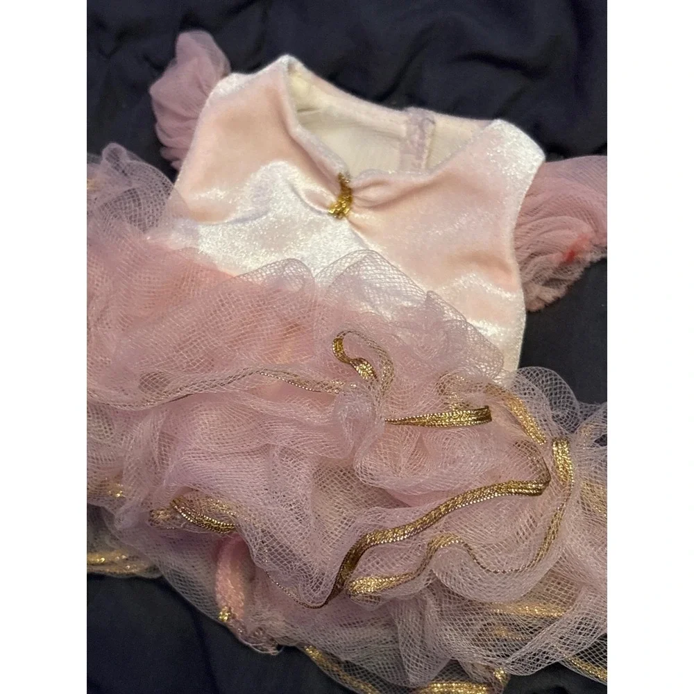 American Girl Bitty Baby Pink Gold Tulle Tutu Ballerina Dress 15